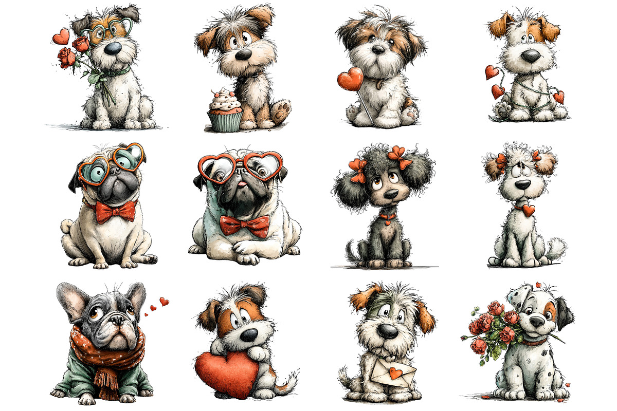 Whimsical Puppy Love Valentine, an Illustration by DreamArtGraphic (Photo 4 of 4)