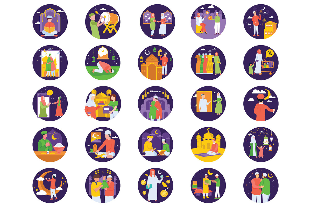 Eid Mubarak Vector Illustrations, a Person Illustration by Vector Portal (Photo 5 of 6)