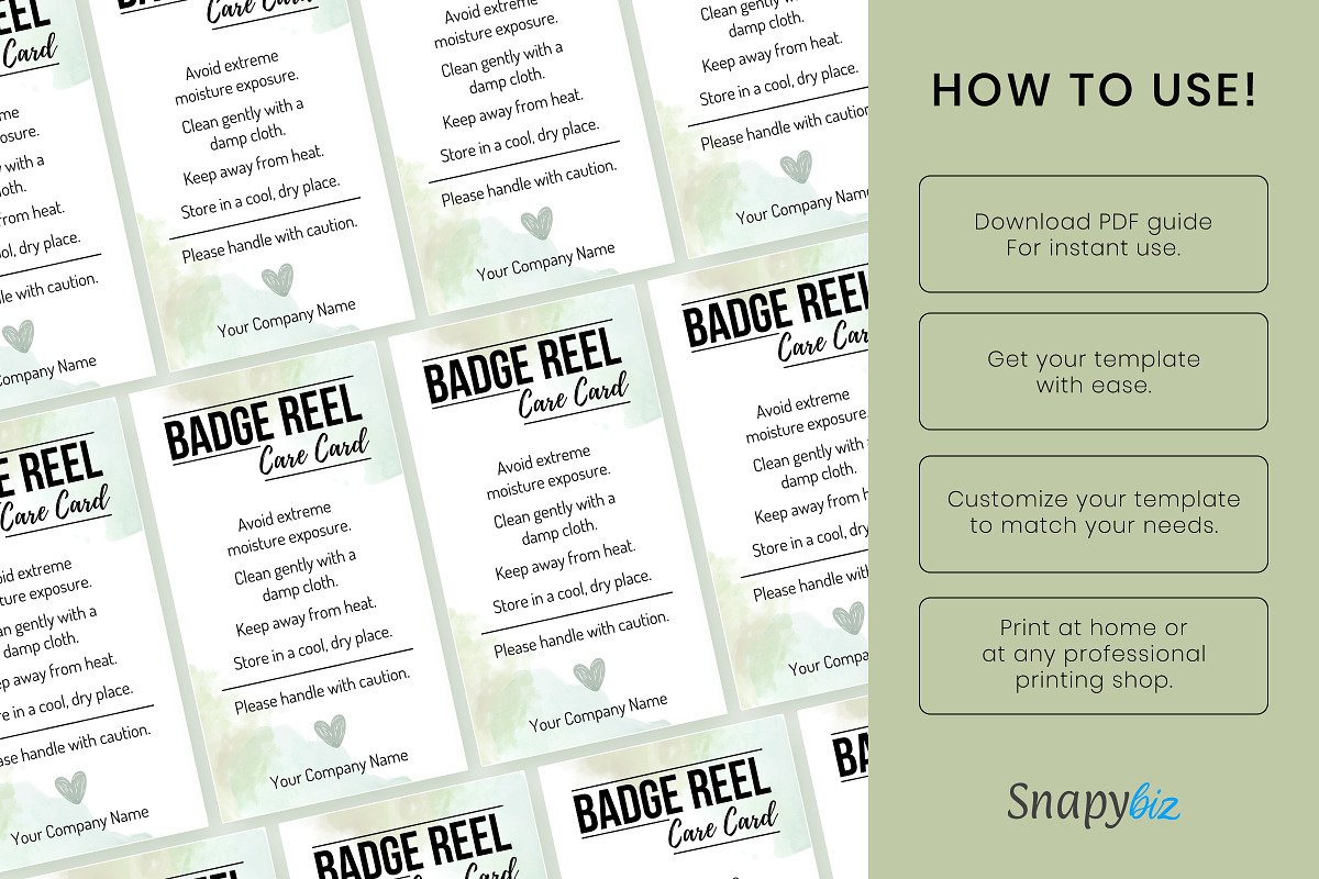 Badge Reel Care Card Template, a Design Template by Snapybiz (Photo 9 of 10)