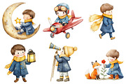 Little Prince Watercolor Clipart, a Seasonal Illustration by CitraGraphics (Thumbnail 3 of 6)