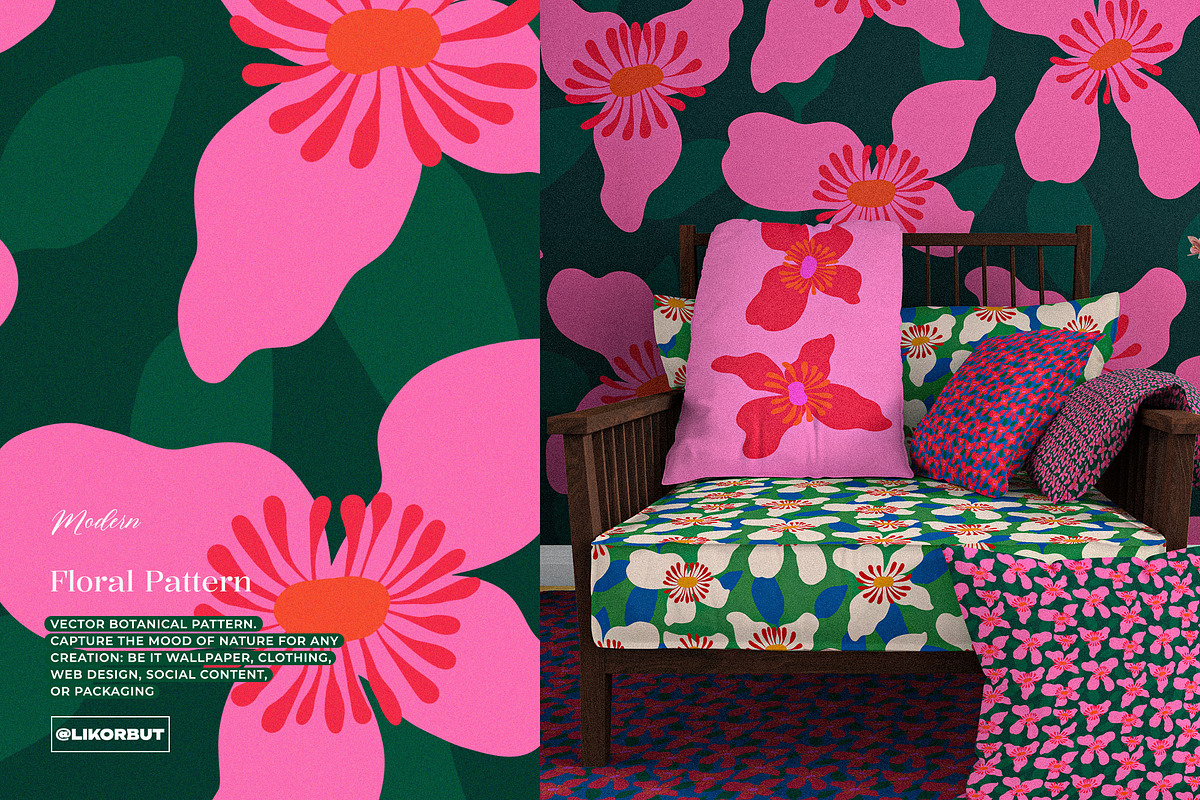 Naive Abstract Modern Floral Pattern, a Pattern Graphic by likorbut (Photo 4 of 14)