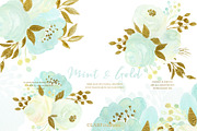 Mint and Gold. Watercolor flowers, an Illustration by LABFcreations (Thumbnail 1 of 7)
