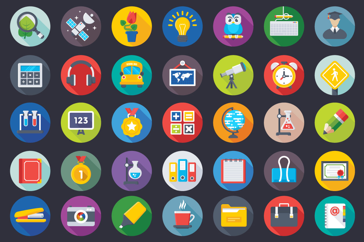 200 Flat School and Education Icons, a Duotone Icon by Creative Stall (Photo 5 of 6)