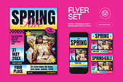 Blue Pink Bold Spring Sale Flyer Set, a Flyer Template by graphicook (Thumbnail 1 of 3)
