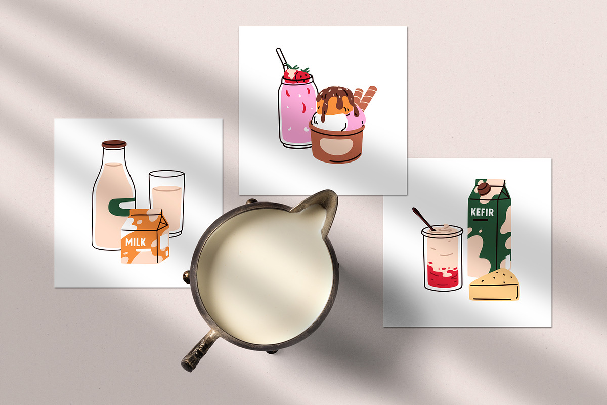 Dairy food products, milk drinks set, a Food Illustration by Good Studio (Photo 10 of 11)