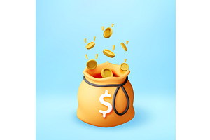 3D Falling golden coins into money, a Finance Illustration by Abscent