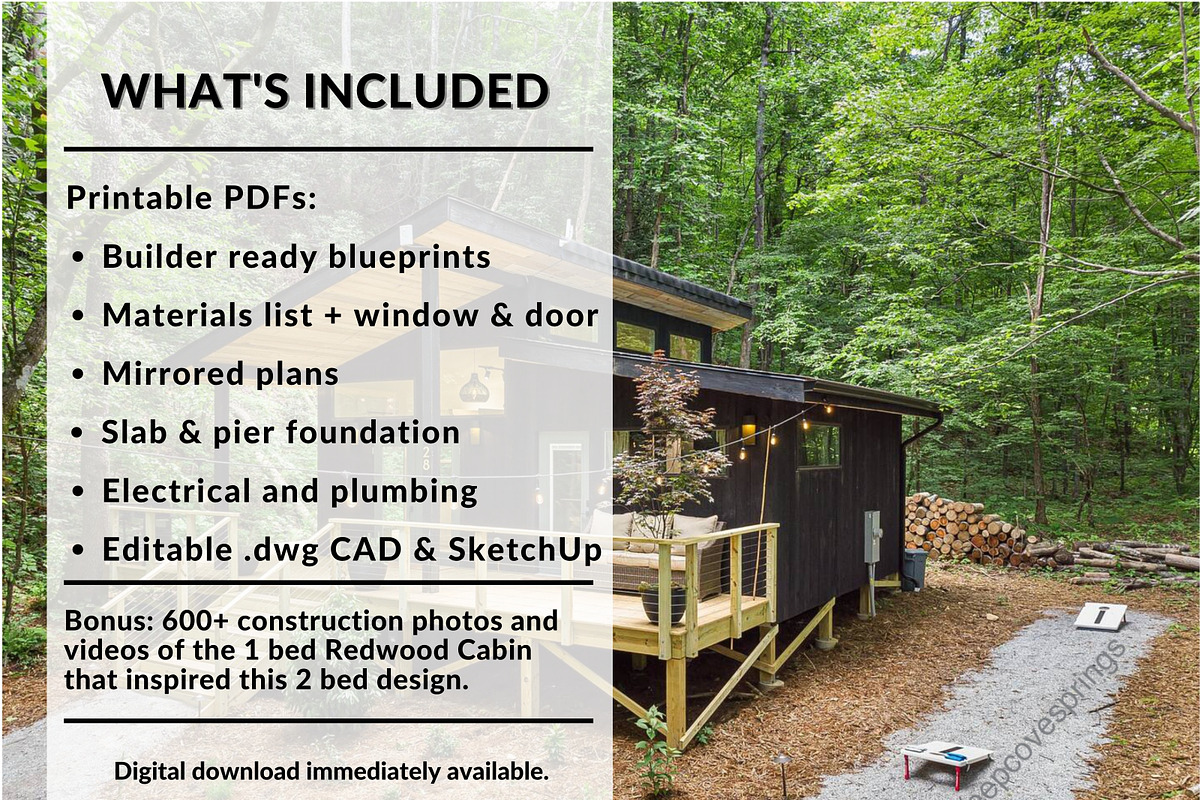 Redwood Cabin Plans 2 Bedroom, an Object Graphic by elevatedspaces (Photo 2 of 10)
