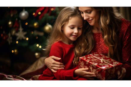 Mother and daughter give a Christmas, a Person Photo by yanadjana