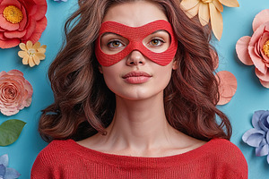 Female in red superhero mask, a Person Photo by Bunny's Little Shop