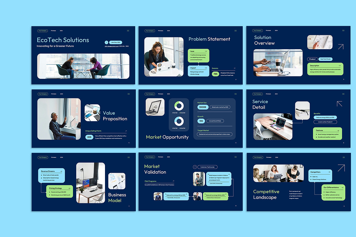 Navy Corporate Pitch Deck PowerPoint, a Presentation Template by Neermana (Photo 2 of 5)