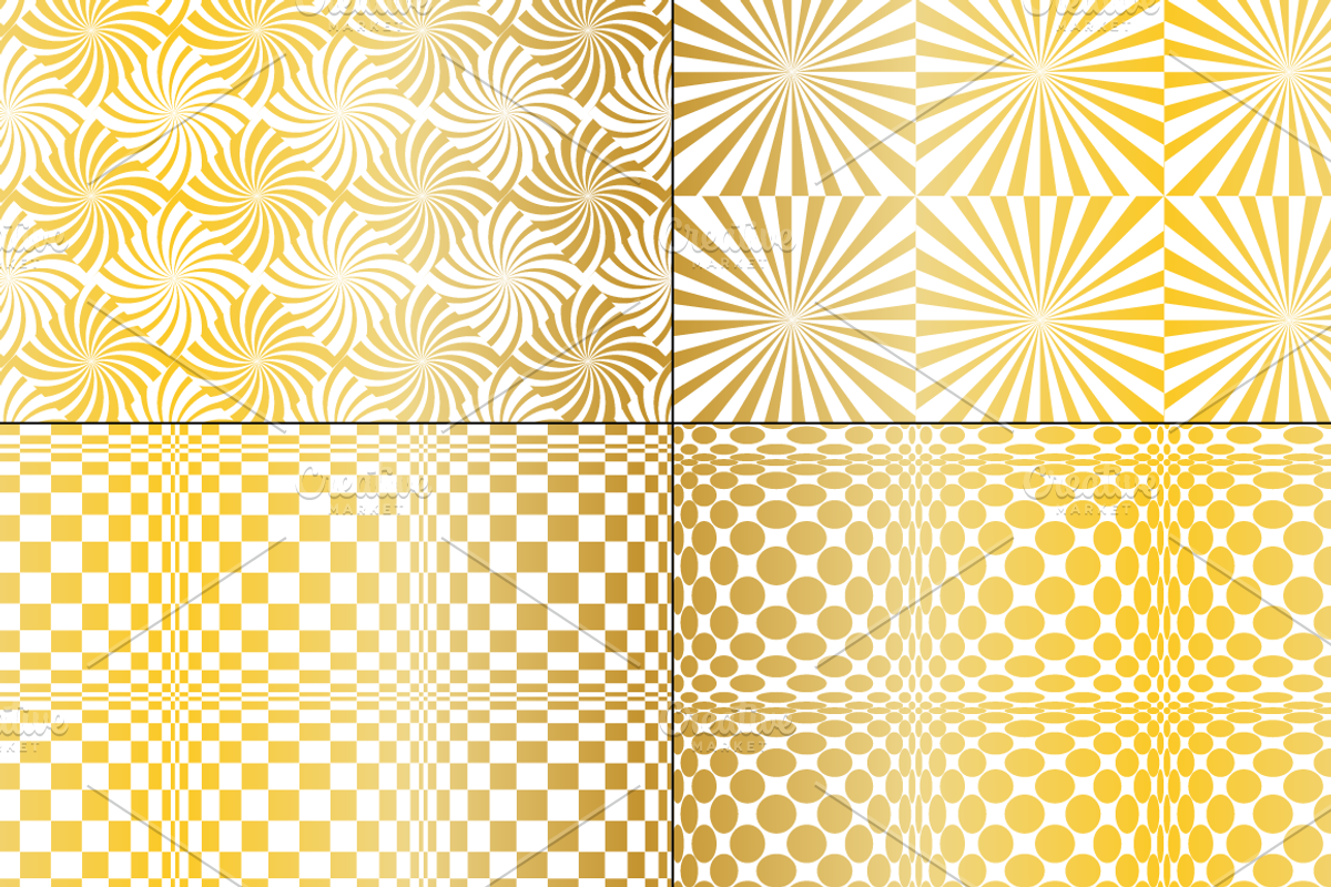 Seamless Gold Op Art Patterns preview 3