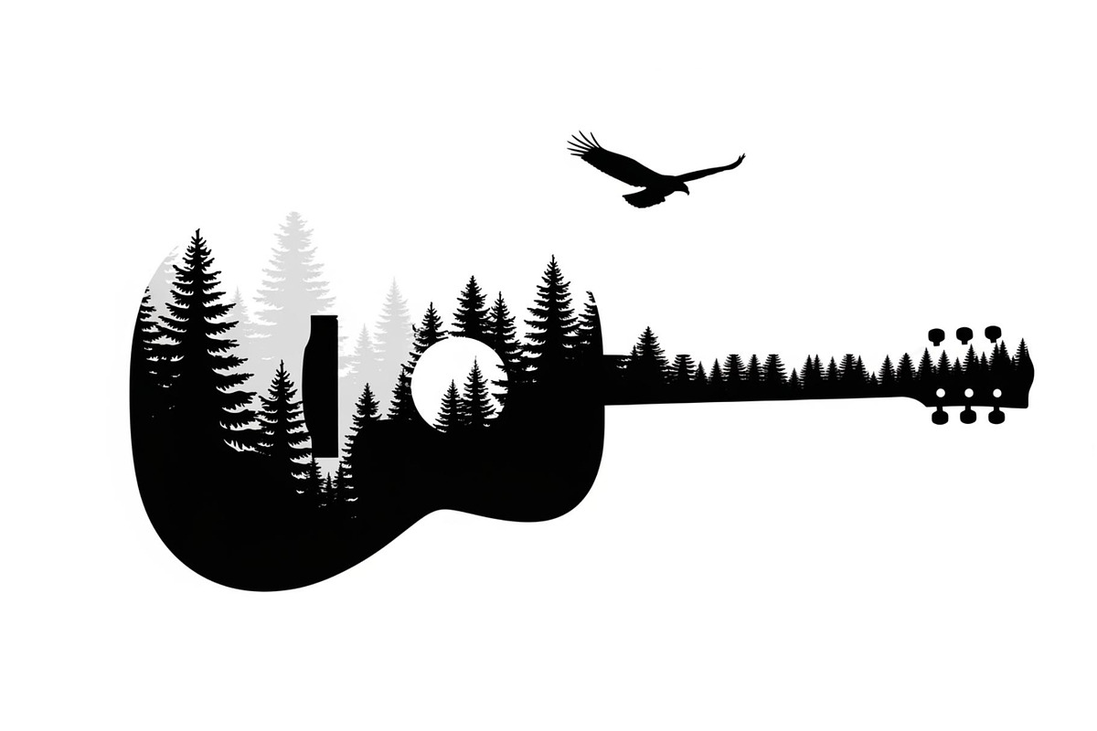 Nature Landscape Guitar Silhouette, an Object Illustration by Creativeshirt (Photo 22 of 31)