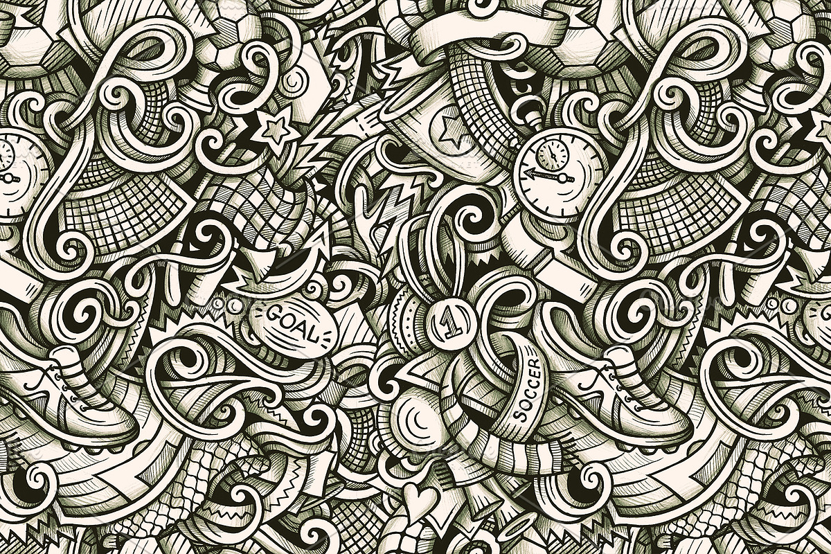 Soccer Graphic Doodle Patterns, a Pattern Graphic by BALABOLKA (Photo 3 of 6)