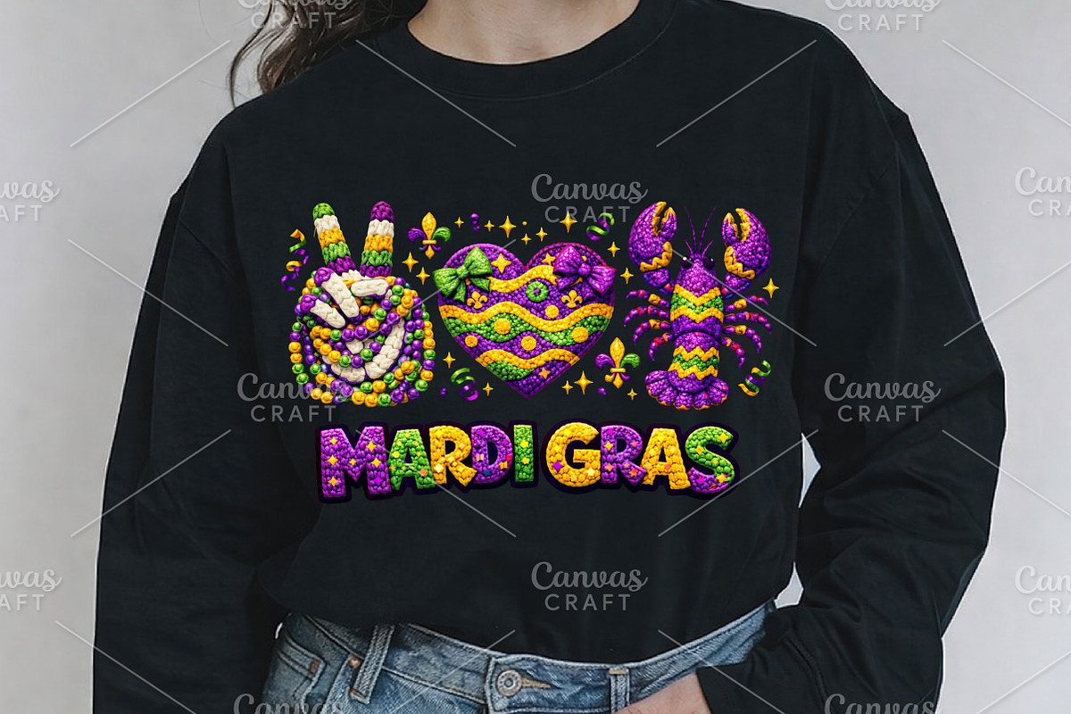 Peace Love Crawfish Mardi Gras PNG, an Illustration by Canvas Craft (Photo 5 of 6)