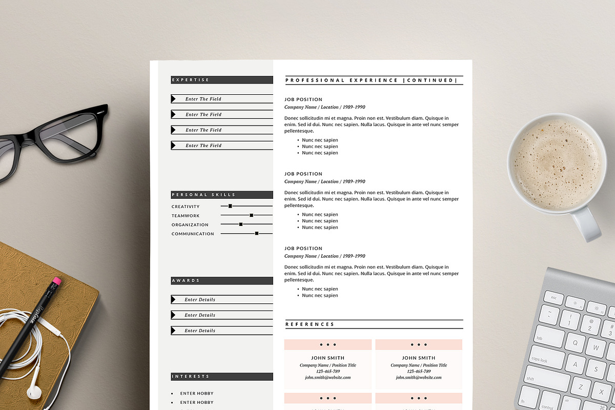 2 Page Resume Template for MS Word, a Resume Template by This Paper Fox (Photo 2 of 5)
