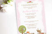 Woodland Baby shower pink invite, an Invitation Template by ThePaperOwl (Thumbnail 2 of 3)