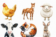 Barn Animals Watercolor Clipart, an Illustration by Craft Nest (Thumbnail 4 of 6)