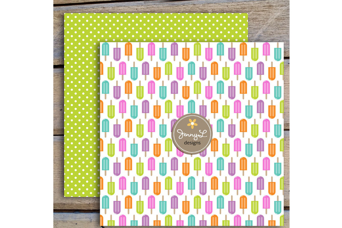 Popsicles Digital Papers & Cliparts, a Pattern Graphic by JennyL Designs (Photo 4 of 5)