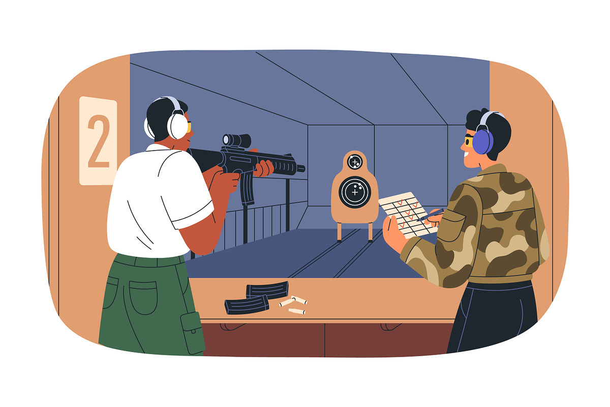 People at shooting gallery, range, a Sport Illustration by Good Studio (Photo 2 of 5)