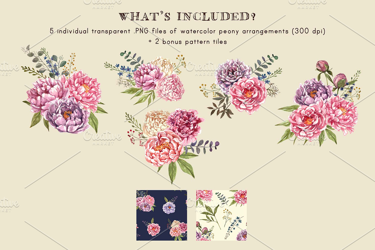 Watercolor Peonies & Foliage, an Illustration by Cynthia Arre (Photo 7 of 7)