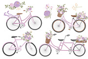 Lavender Floral Bicycles Clipart, an Illustration by Amanda Ilkov (Thumbnail 5 of 5)