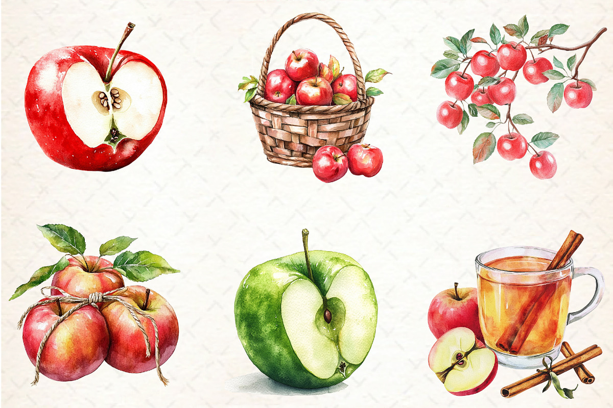 Watercolor Apples Clipart, an Illustration by Libby Wishes (Photo 2 of 6)