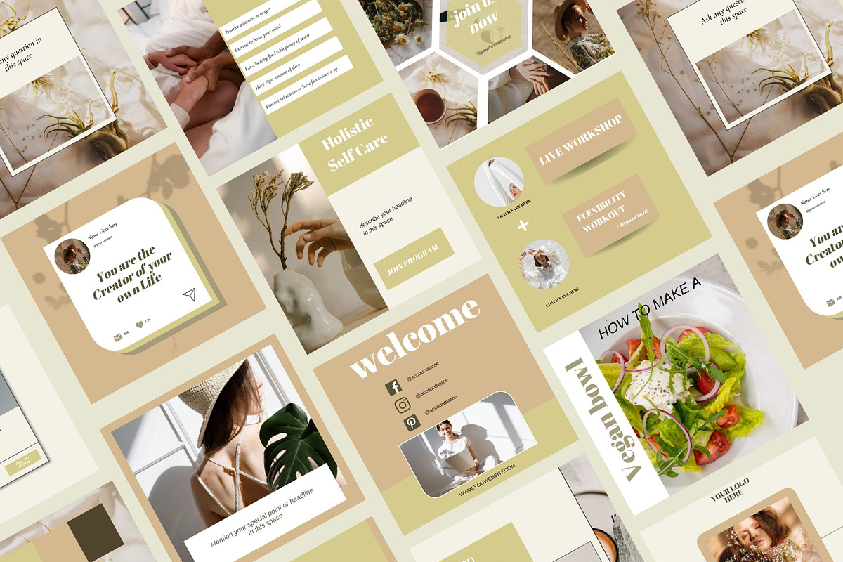 Wellness Coach Instagram Templates 2, a Social Media Template by Deepa Template Studio (Photo 2 of 8)