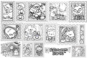 Cute Halloween Clipart Coloring, a Seasonal Illustration by Inkley Studio (Thumbnail 2 of 3)