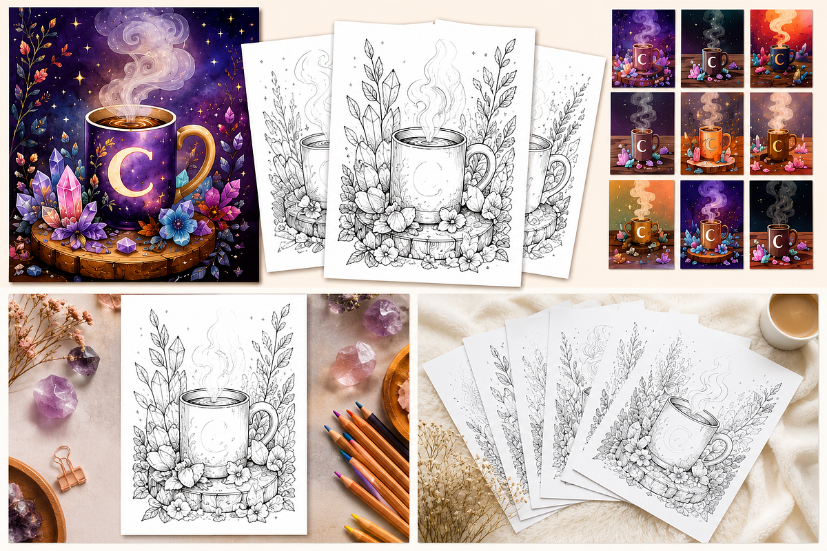 Foral Mug Coloring Book Pages, a Pattern Graphic by S Graphic Studio (Photo 3 of 3)