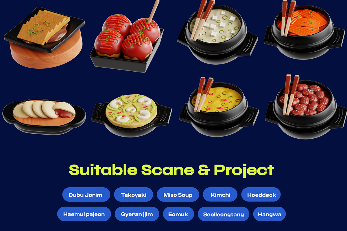Korean Food 3D Icon Pack, a Food & Drink 3D Model by orenjidesign (Photo 4 of 8)