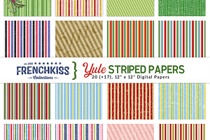 Yule Striped Digital Papers