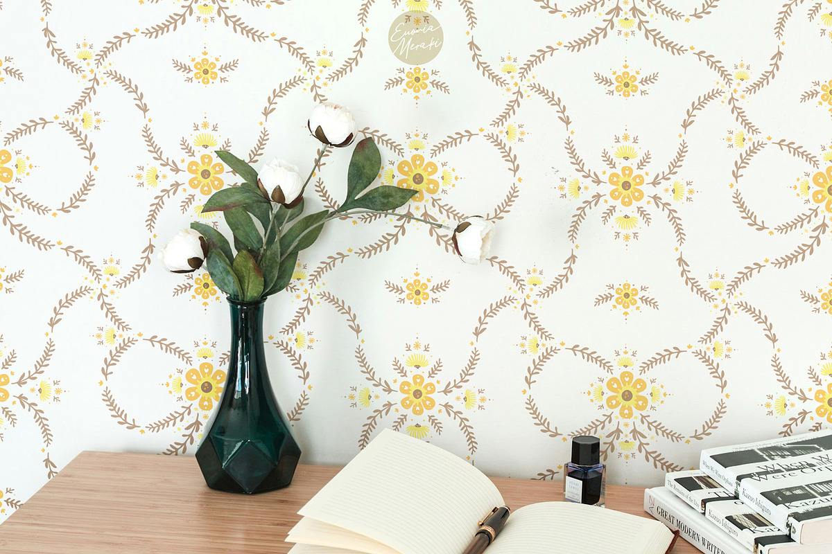 Cottagecore Pattern 9 Floral Ribbon, a Pattern Graphic by Euonia Meraki