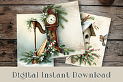 Floral Winter Junk Journal Pages., a Seasonal Illustration by GalaDesign03 (Thumbnail 5 of 8)
