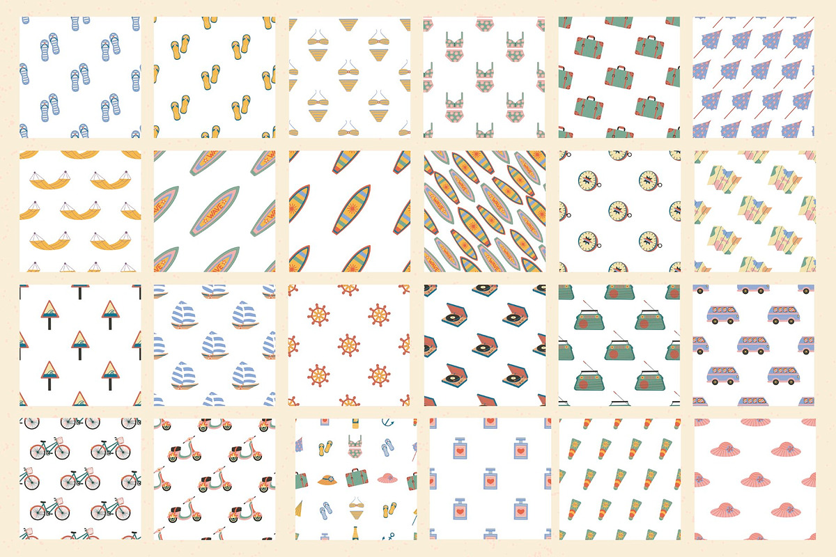 140 Retro Summer Seamless Patterns, a Pattern Graphic by IRSYART (Photo 15 of 15)
