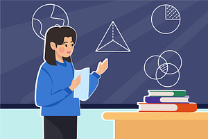 Teacher giving lesson to her student, an Education Illustration by zyxroun shop