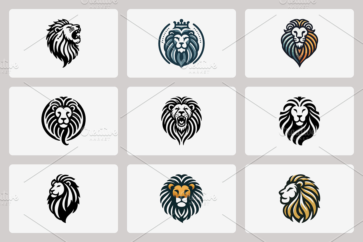 Modern Lion Mascot Logo Bundle, a Branding & Logo Template by Vectorium Studio (Photo 11 of 21)