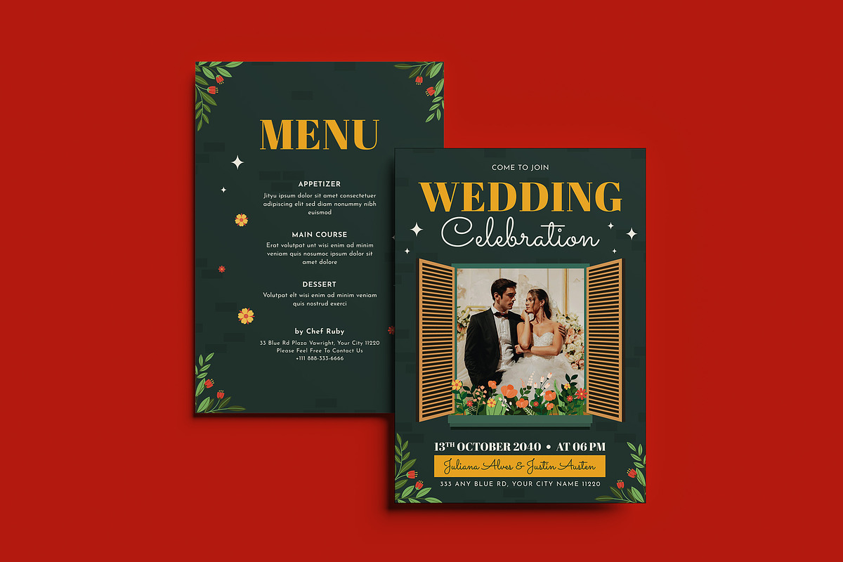 Greenery Window Wedding Invitation, an Invitation Template by iDoodle Studio (Photo 1 of 4)
