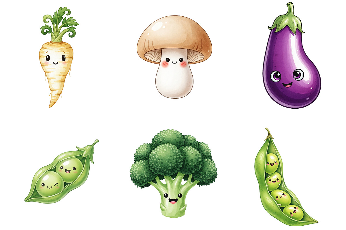 Watercolor Vegetables Clipart, an Illustration by Watercolor design (Photo 3 of 4)