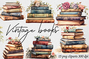 Watercolor books old vintage clipart, an Object Graphic by Naty Art (Thumbnail 1 of 4)