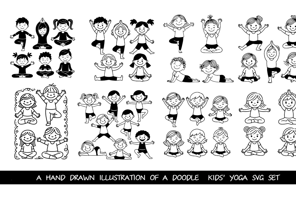 Kids’ yoga svg set, an Illustration by SketchArtStudio (Photo 1 of 3)