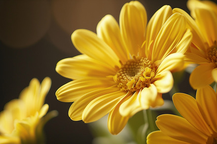 Close up on yellow gerbera flowers, a Nature Photo by MistyDay