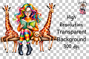 Colorful Hair Girl PNG Bundle, a Graphic by Clipart Studio (Thumbnail 5 of 11)