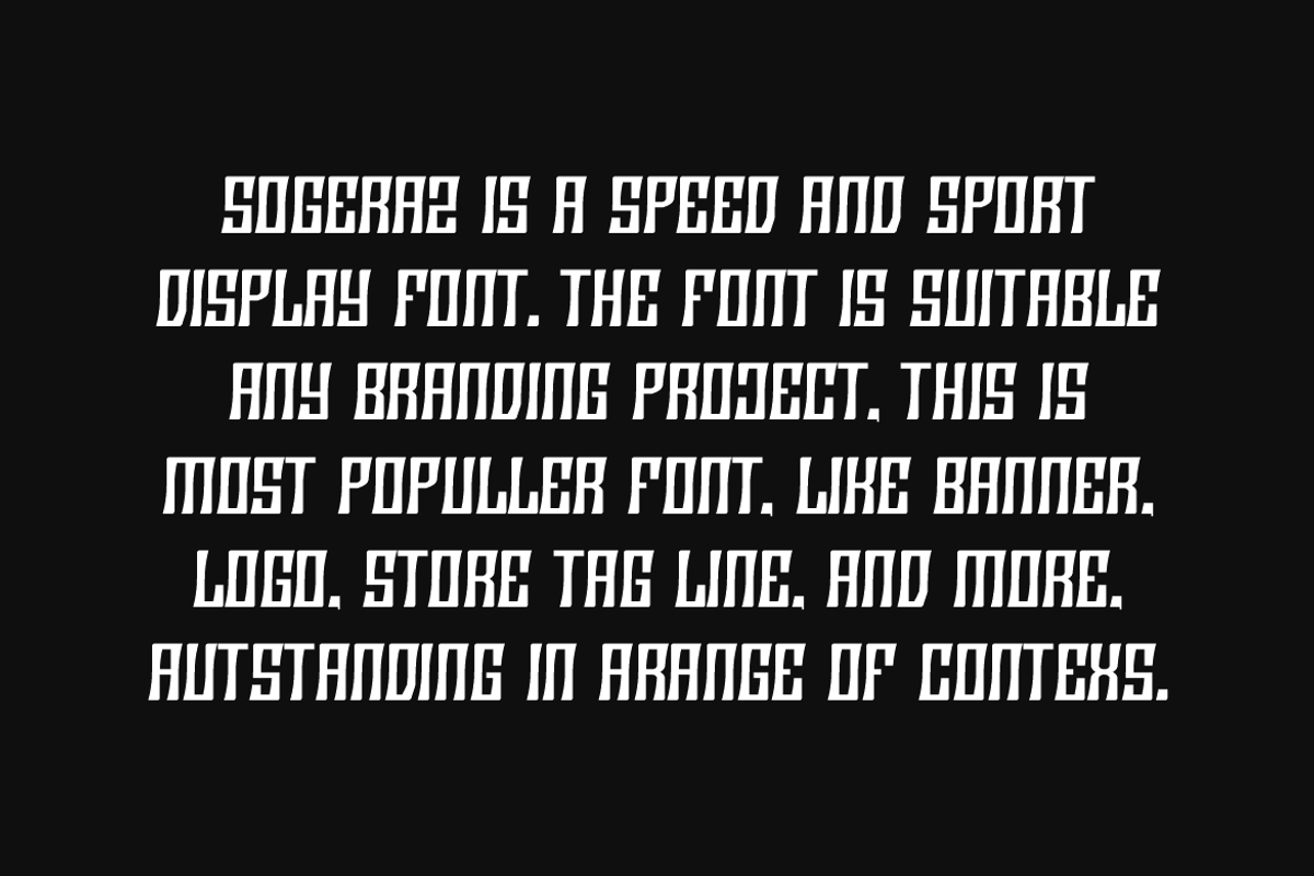 Sogeraz - Racing & Speed Font, a Sans Serif Font by QR Design Studio (Photo 4 of 6)