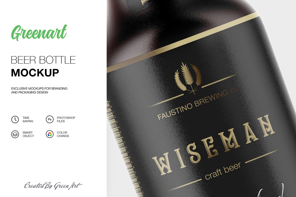 Beer Bottle Mockup, a Product Mockup by Green Art (Photo 3 of 7)