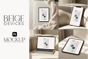 Minimal Beige Digital Devices Mockup