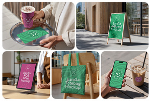 Barista Coffee Branding Mockups, a Mockup by Mockup Cloud