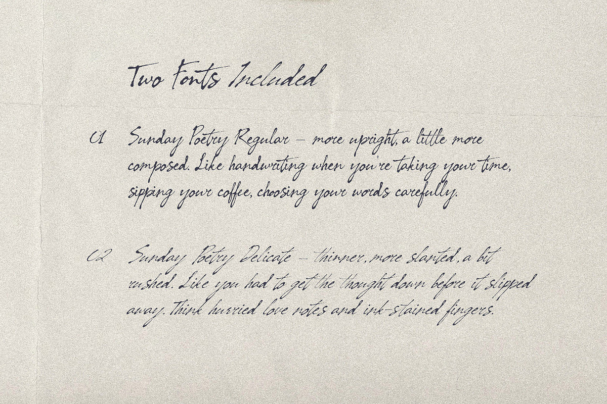 Sunday Poetry - Handwritten Script, a Handwritten Font by AndrewPixelType (Photo 12 of 13)