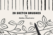 28 Adobe Illustrator Sketch Brushes, a Brush Add-On by Jenteva Art (Thumbnail 1 of 16)