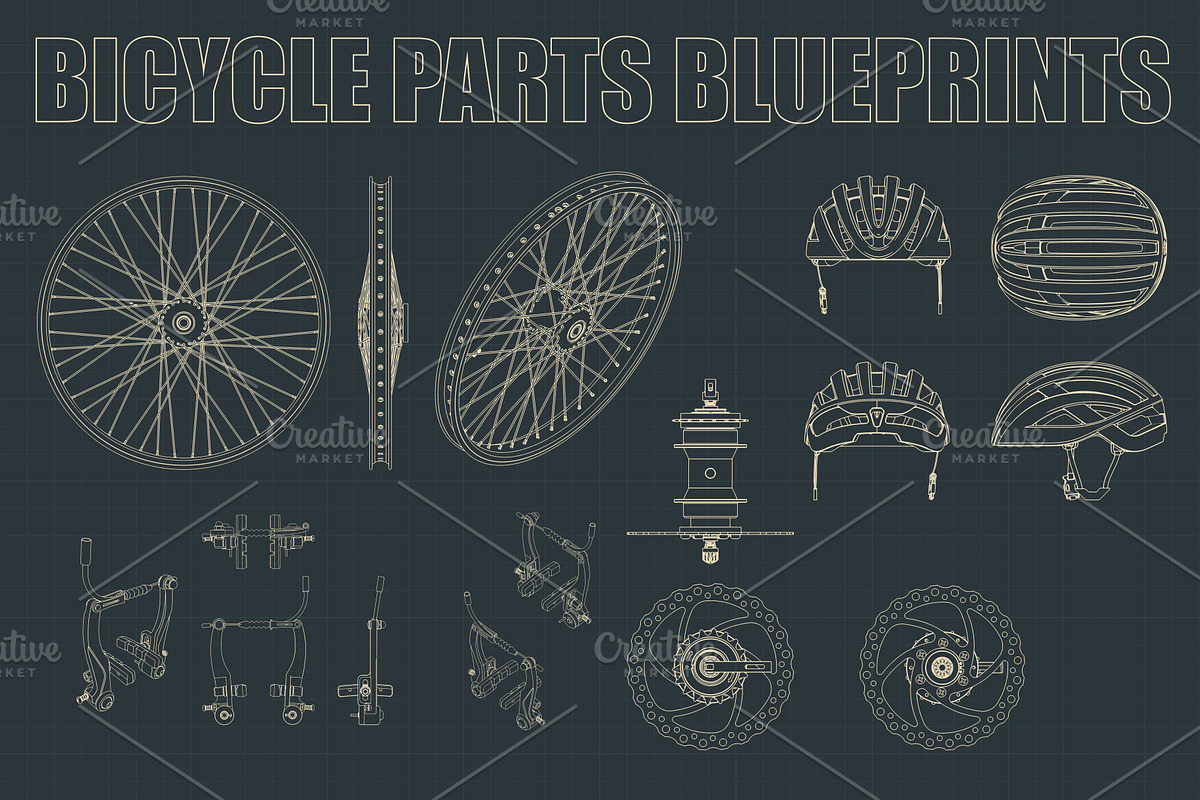Bicycle Parts Blueprints Set, a Sport Illustration by Blacklight (Photo 7 of 10)