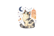 Celestial Cat Wall Art, a Background Graphic by LaseredNinja (Thumbnail 3 of 3)